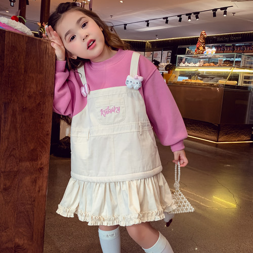 【邻家乖囡】一体绒假两件连衣裙