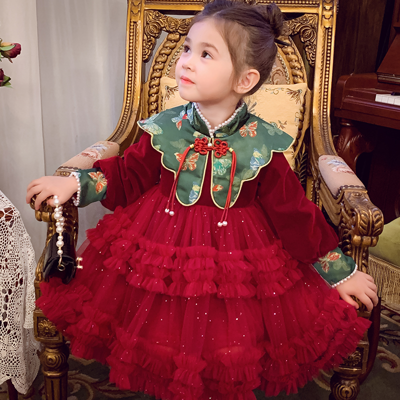 【蝶舞星落】国风云肩网纱连衣裙