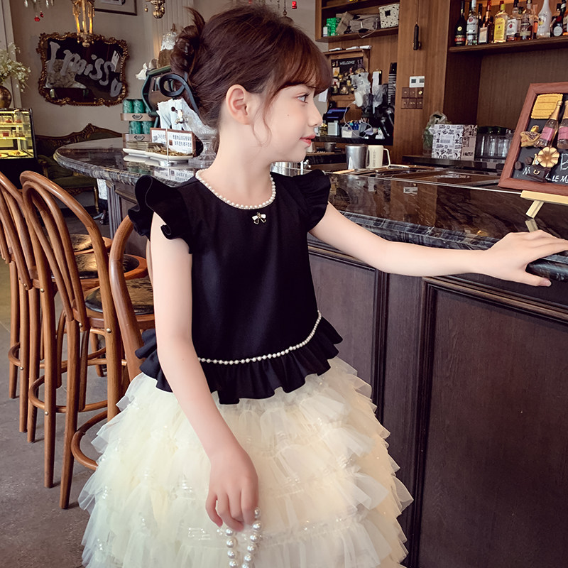 女童无袖上衣夏装新款儿童小香风娃娃衫女宝宝飞飞袖时髦小衫