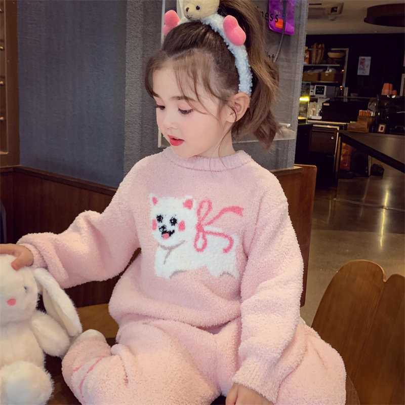 米米哈罗女童家居服套装冬装2025新款儿童半边绒保暖长袖睡衣睡裤,童装/婴儿装/亲子装,家居服套装,淘宝优惠券,粉丝福利购,淘宝优惠卷