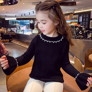 儿童时髦百搭上衣小女孩毛衣 2025新款 米米哈罗女童针织打底衫 冬装