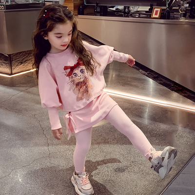 洋气儿童卡通上衣裤裙两件套