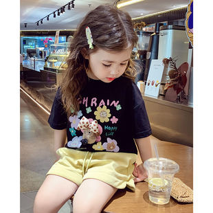 洋气儿童卡通T恤上衣小女孩百搭韩版 女童短袖 2024新款 夏装 打底衫