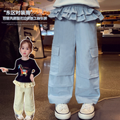 儿童芭蕾风休闲长裤 2026新款 子小女孩美式 阔腿工装 女童裤 裤 子春装