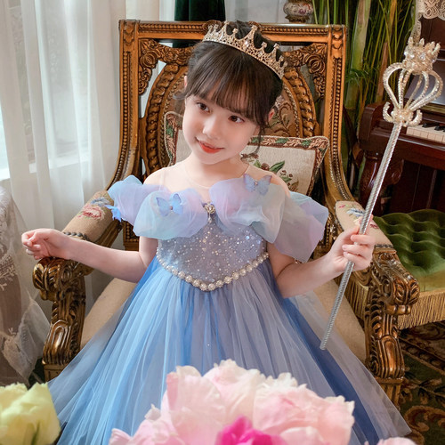 小蜜蜂女童蝴蝶爱莎公主裙