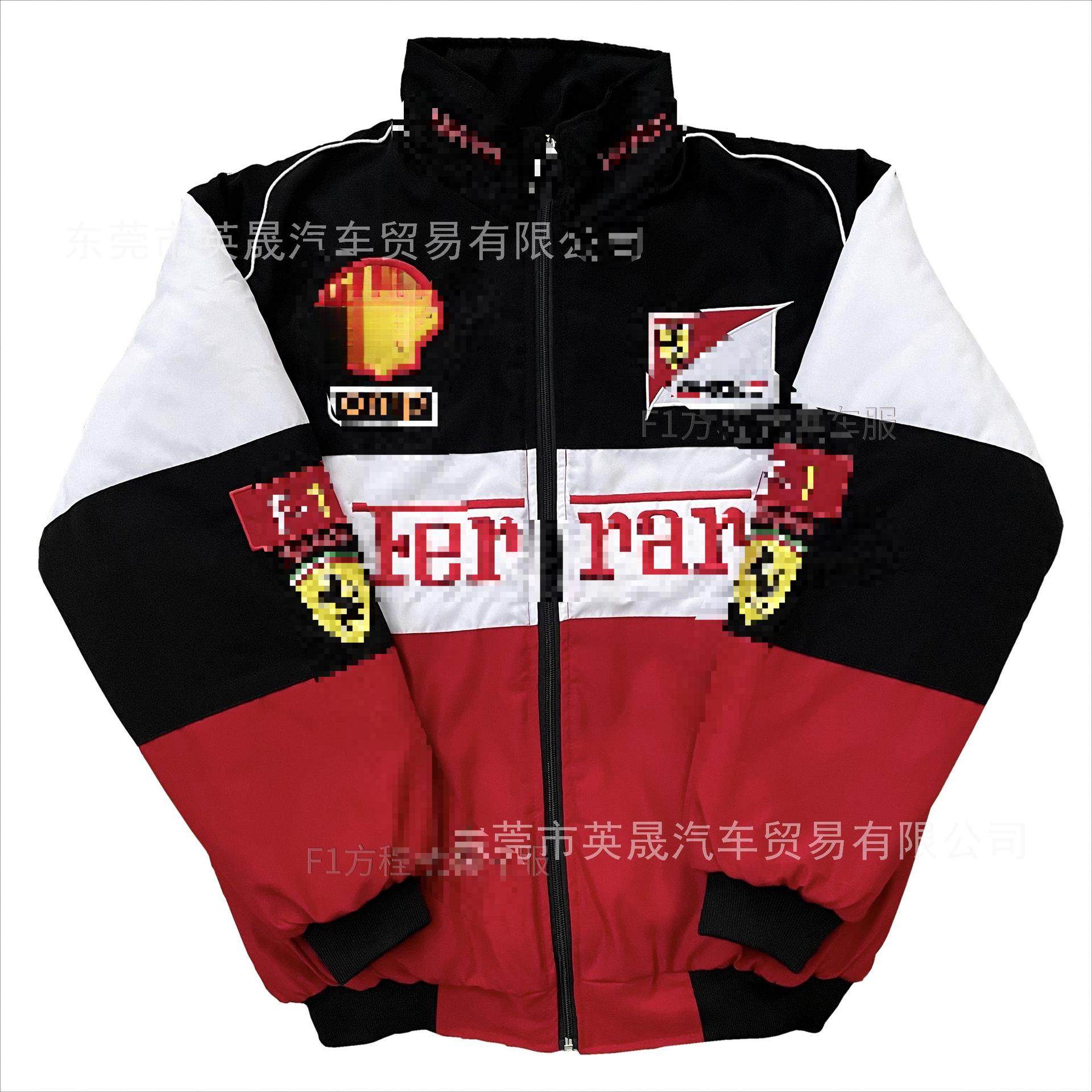F1赛车服机车队摩托骑行服休闲外套复古美式嘻哈刺绣夹克棉衣秋冬