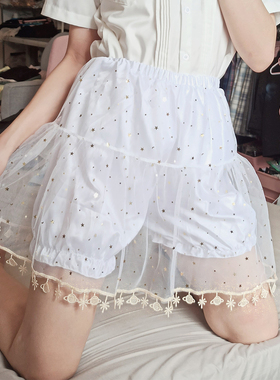 快乐星球jk防走光打底裤女薄款蕾丝安全裤女jk裙撑南瓜裤短裤女薄