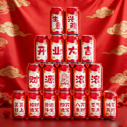 开业大吉生意兴隆摆件公司店铺门店甜品台开业装饰可乐贴纸开工