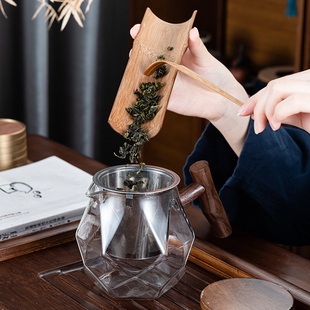 家用功夫茶具日式 玻璃茶杯套装 茶壶防烫泡茶器创意V简约办公室会