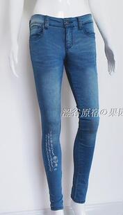 瑕疵清仓春夏中古y2k日本原d棉水洗提臀超薄高弹包腿中低腰牛仔裤