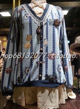 2023涩谷原宿日本axes宫廷蝴蝶结徽章蕾丝印花长袖针织t恤薄卫衣