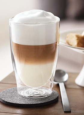 德国奇堡Tchibo双层玻璃拿铁咖啡杯家用隔热