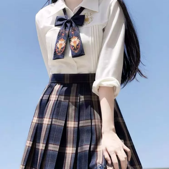 JK开衫毛衣原创正版秋冬季学院风制服套装紫衬衫jk格裙西装大全套