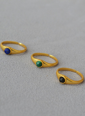 复古小众孔雀石开口戒指