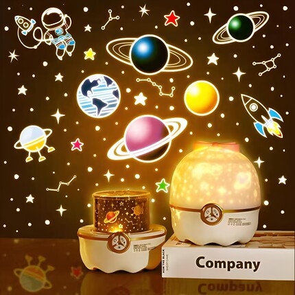 蝴蝶结投影灯星空小夜灯卧室八音盒满天星氛围灯儿童玩具生日礼物
