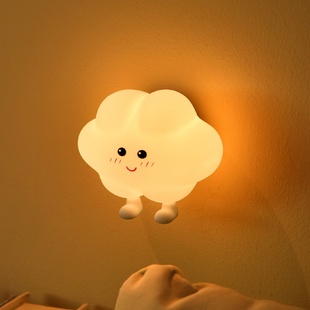 星星月亮云朵磁吸壁灯硅胶拍拍小夜灯儿童床头伴睡壁挂充电式台灯