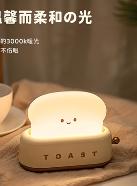 面包机治愈小夜灯柔和暖光延时关灯卧室睡眠床头伴睡氛围灯充电式