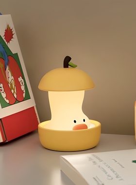 卡通呆萌小夜灯硅胶捏捏七彩鸭梨梨子伴睡灯充电可爱定时床头灯