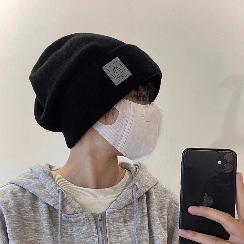 帽子男士冬季保暖毛线针织帽时尚潮新款棉帽骑车加绒男款包头冷帽