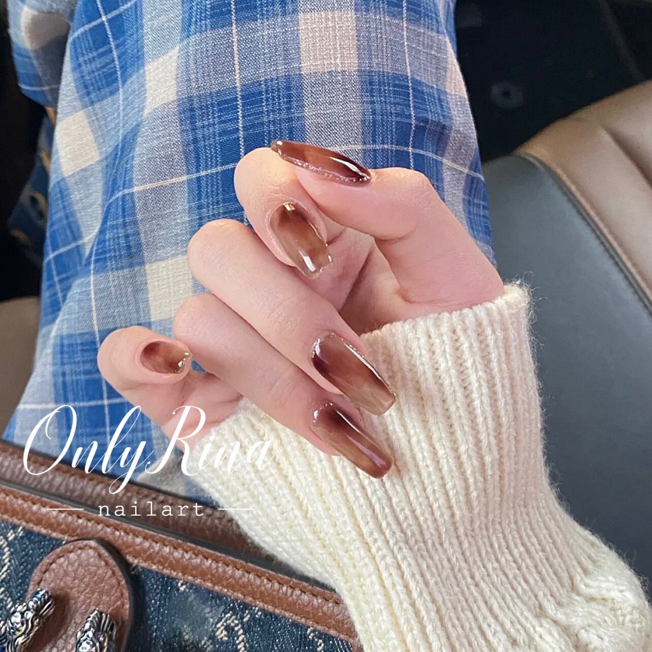 穿戴甲欧美指甲2021秋冬新款网红琥珀手工美甲 可拆卸美甲d