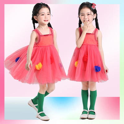 夏季儿童蓬蓬裙小女孩洋气宝宝纱裙演出表演服装新款三件套六一节