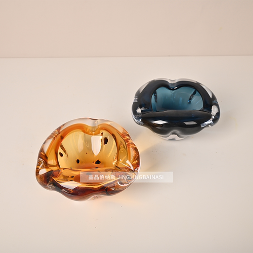 现代欧式琉璃桌面摆件水果盘烟灰缸客厅卧室玄关书房送礼软装饰品