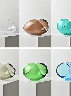 轻奢高级感雕塑U型玻璃摆件装饰品客厅茶室玄关展示台摆放工艺品