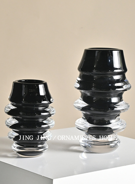 简约棕黑色高级感手工加厚玻璃花瓶样板间餐桌电视柜台面摆设花瓶