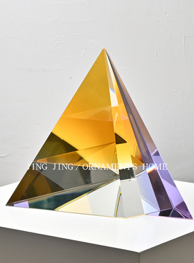 奢华艺术高档水晶金子塔摆件别墅酒柜餐边柜开放格玄关桌书柜摆件