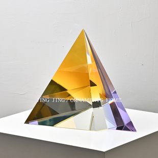 奢华艺术高档水晶金子塔摆件别墅酒柜餐边柜开放格玄关桌书柜摆件