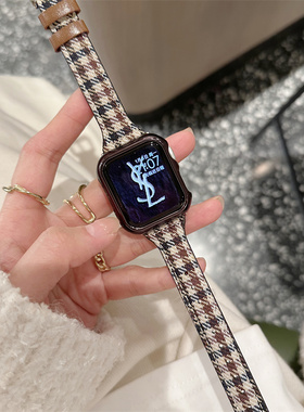 千鸟纹细款S9表带适用iwatch表带S10苹果手表带applewatch表带S8