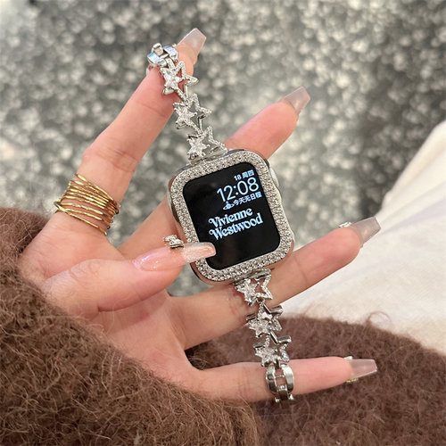 星星水钻金属适用是S10苹果手表带iwatch手表带7Applewatch表带S8