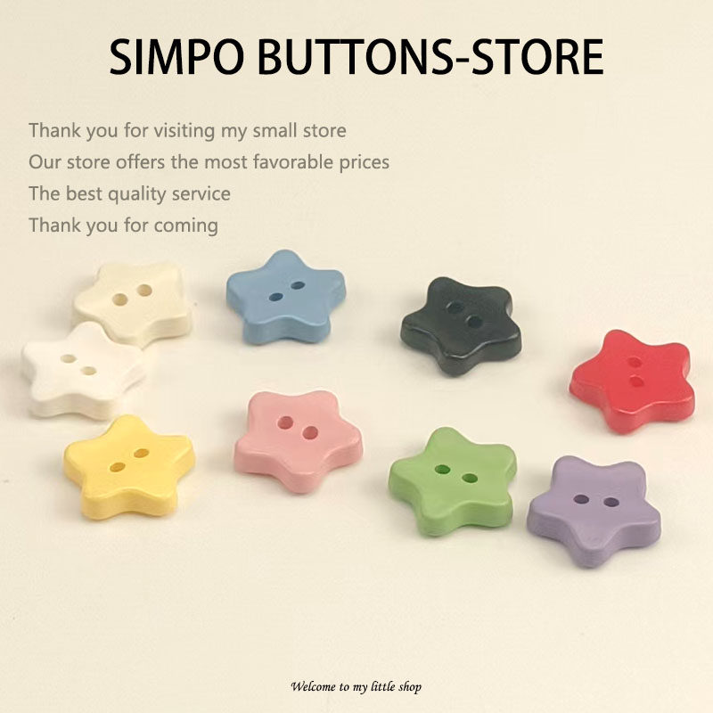 diy多彩树脂两眼纽扣五角星可爱卡通衬衫毛衣开衫宝宝儿童扣子