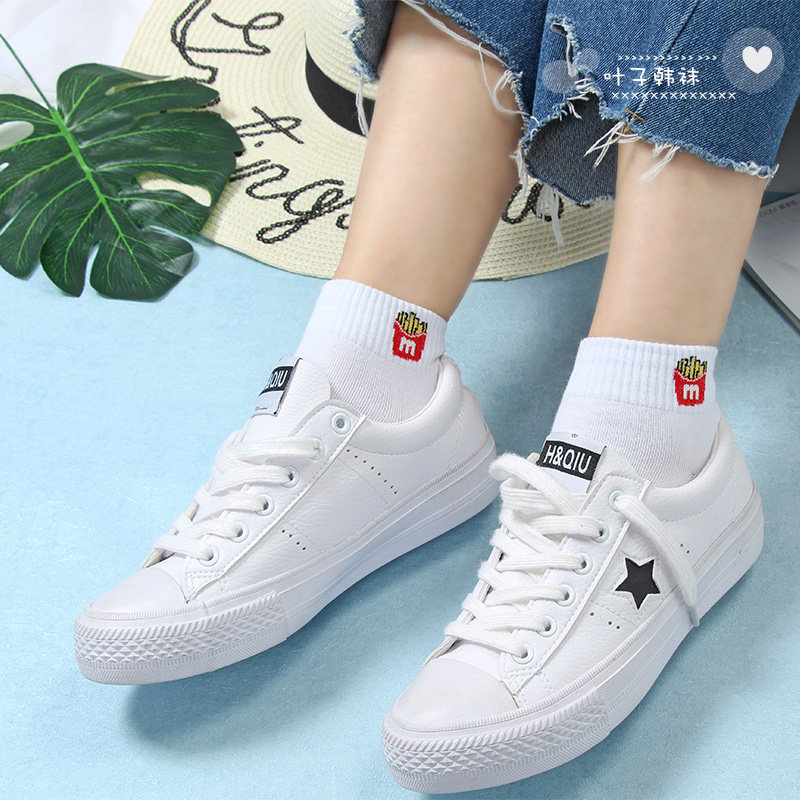 袜子女短袜韩国进口棉质女袜休闲美食小白袜清新学院矮腰女学生袜