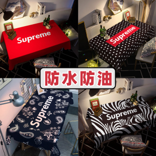 潮牌supreme桌布防水防油宿舍桌垫免洗防烫网红咖啡厅台布ins桌巾