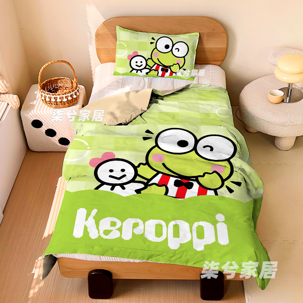 可爱儿童空调被大眼蛙春夏季薄被纯棉可机洗宿舍ins三丽鸥keroppi