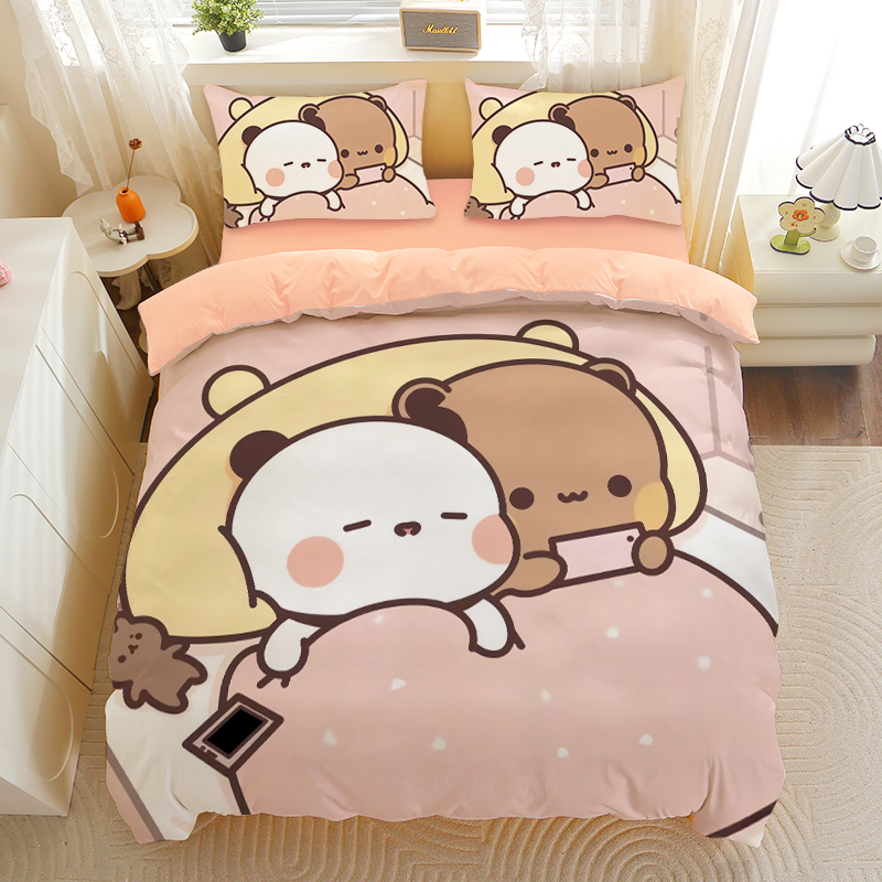 可爱一二布布四件套被套床单学生宿舍单人女生儿童床上三件套被单