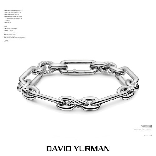 David Yurman大卫雅曼扭纹拼接粗椭圆无钻手链OT扣哑光男女中性
