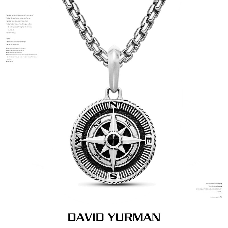 David Yurman大卫雅曼古罗盘指南针DY圆牌项链航海风男士轻奢吊牌