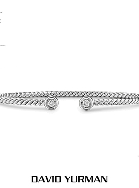 David Yurman大卫雅曼开口镶钻手镯欧美轻奢麻花手环高级感女3MM