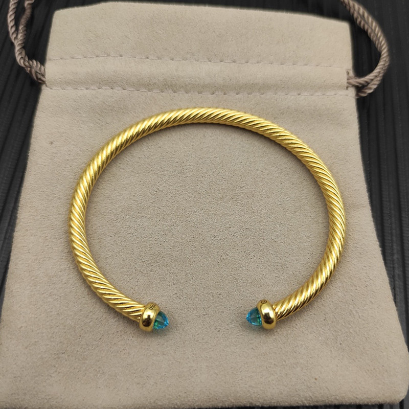 David Yurman大卫雅曼扭绳开口手镯DY复古欧美轻奢宝石玛瑙彩宝4M