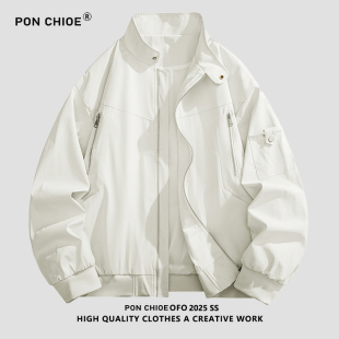 ponchioe加绒加厚外套男女款2025新款秋冬高级感痞帅飞行员夹克男