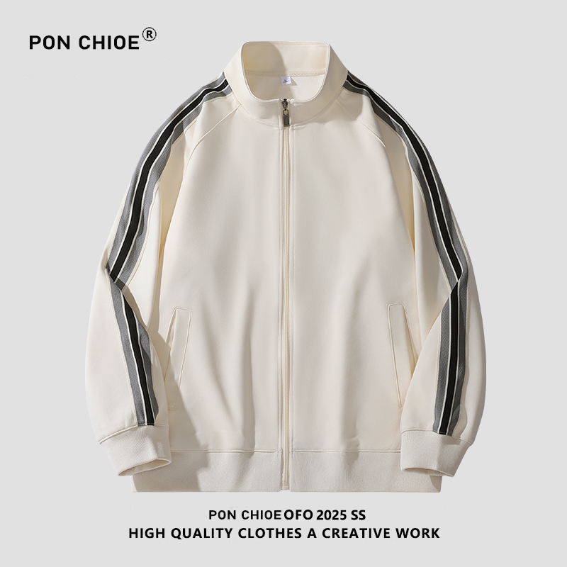 ponchioe新款美式复古棒球服夹克男潮牌宽松百搭休闲情侣外套