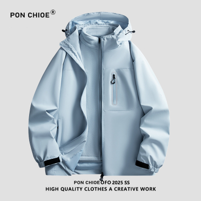 ponchioe山系户外夹克男女秋季加厚三合一徒步2025秋冬冲锋衣外套