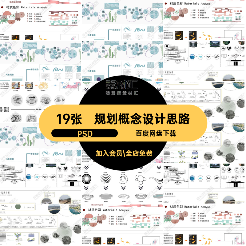 前期景观规划概念设计思路理念主题元素提取演变PS分析图PSD素材