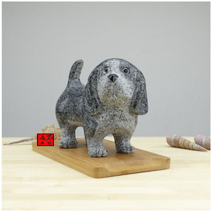 手工创意小哈狗石雕狗装饰室内小石狗摆设店铺可爱狗
