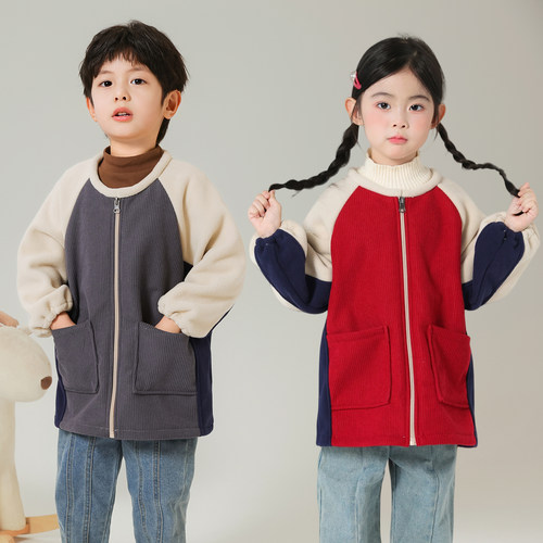 儿童防水长袖拉链拼接羽绒服