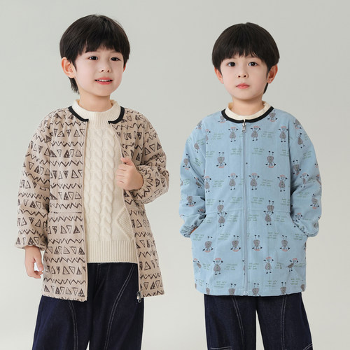 男宝宝灯芯绒薄款长袖拉链罩衣