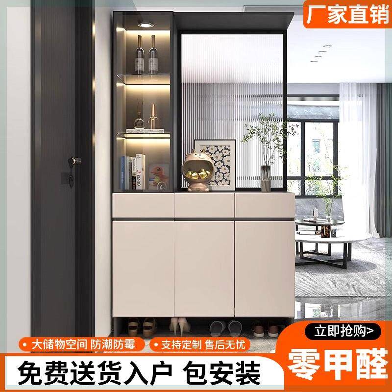 玄关柜鞋柜一体客厅轻奢入户隔断柜酒柜现代简约长虹玻璃屏风柜子