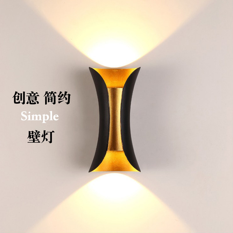 小蛮腰户外双头壁灯防水黑金色背景墙门口上下打光外墙围壁挂墙灯